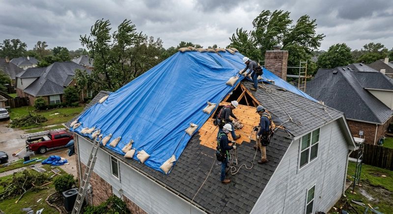 Storm Damage Roof Tarping